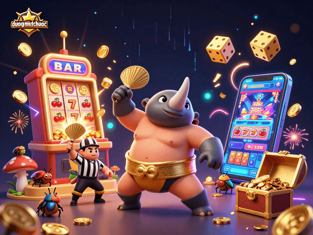 Join the excitement in duongmatchuoc as our sumo beetle champion triumphs with flying coins!