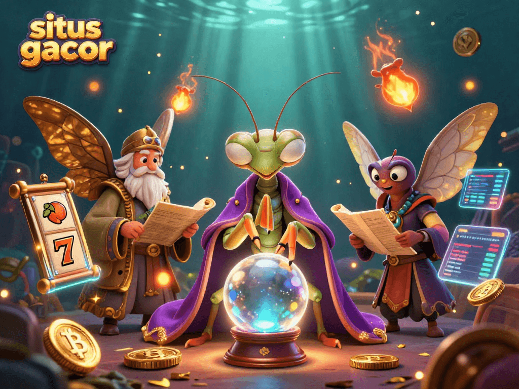 Experience the thrill of situs slot gacor with our vibrant 3D illustration showcasing magical elements and slot game excitement.