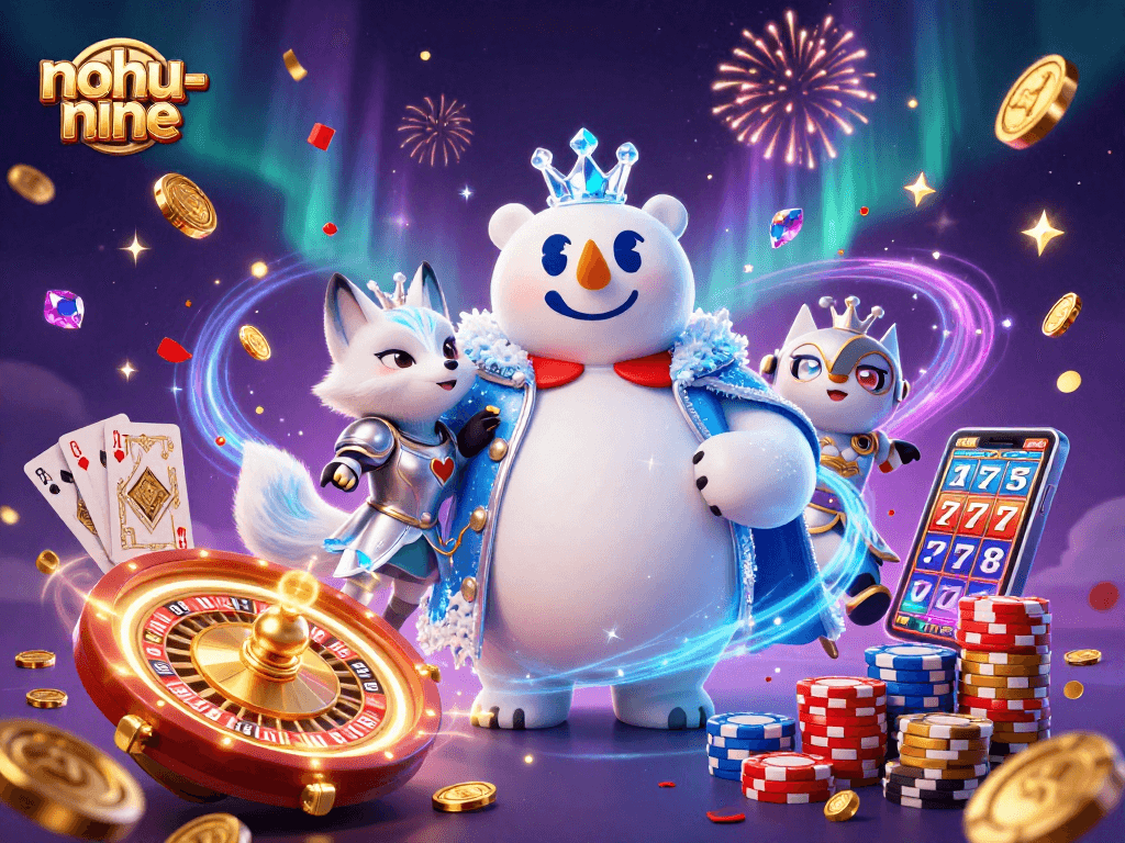 Experience big wins with nohu-nine in this dynamic casino-themed illustration featuring exciting elements.