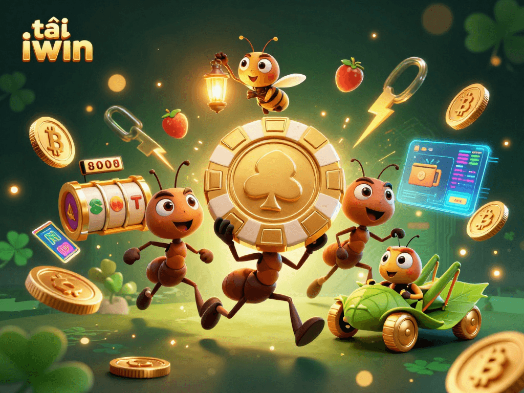 Engage with exciting gameplay as you tải iwin and join the 3D cartoon ants in a heist filled with slot reels and crypto coins.