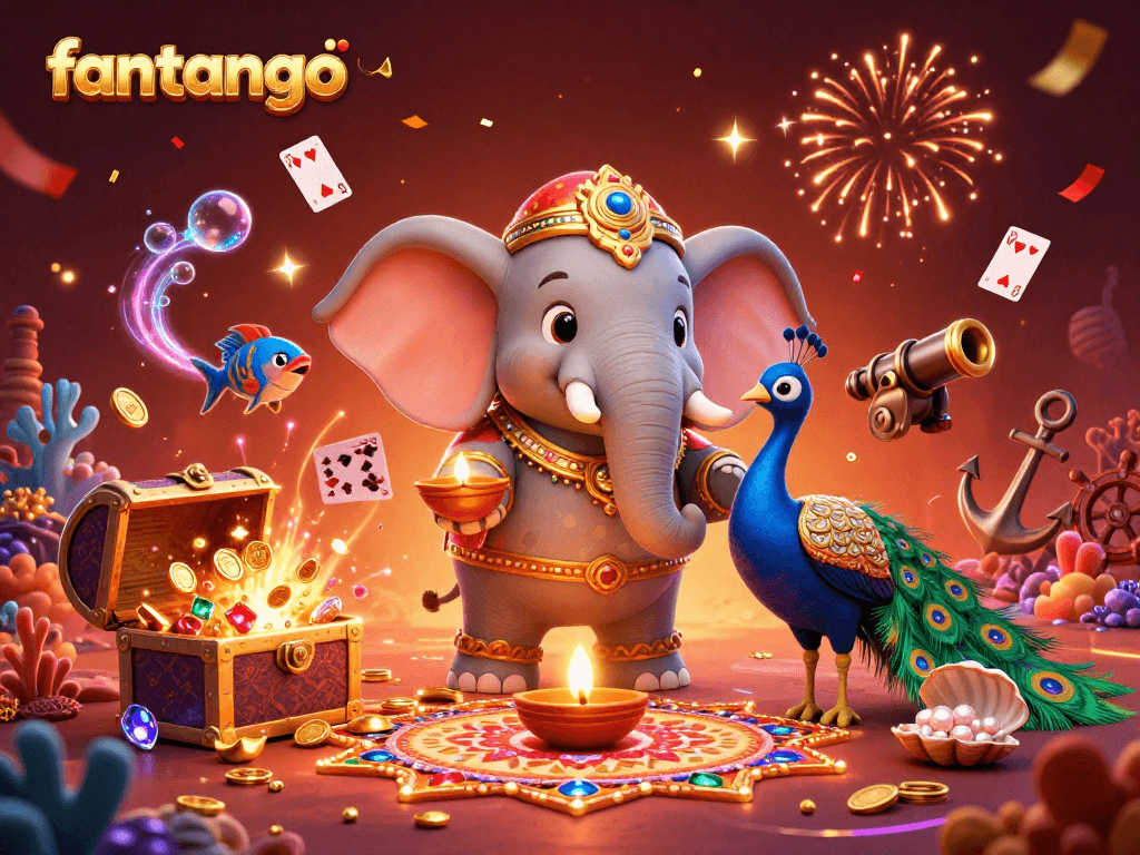 Experience the thrill of fantango with vibrant elements and dynamic casino features surrounding playful characters.