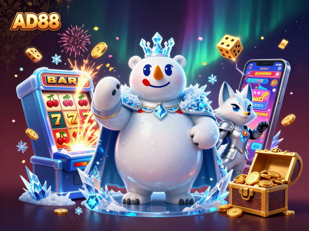 Experience the thrill of AD88 casino with dynamic slot machines and vibrant gaming elements.