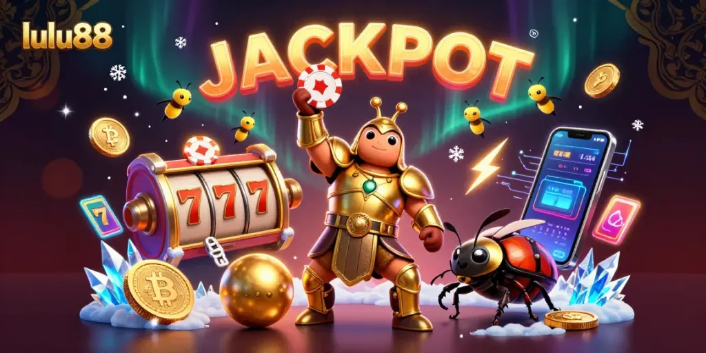 Feel the excitement at lulu88 with a vibrant 3D casino scene celebrating big wins.