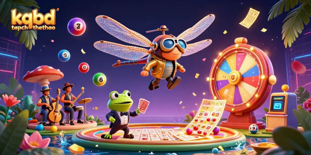 Engage with kqbd tapchithethao in a vibrant 3D casino scene featuring unique characters and lively casino elements.