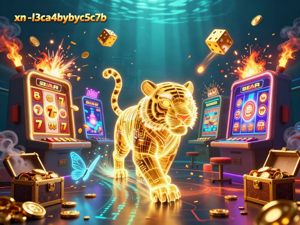 Engage with the vibrant digital casino landscape of xn--l3ca4bybyc5c7b with a golden tiger and jackpot elements.