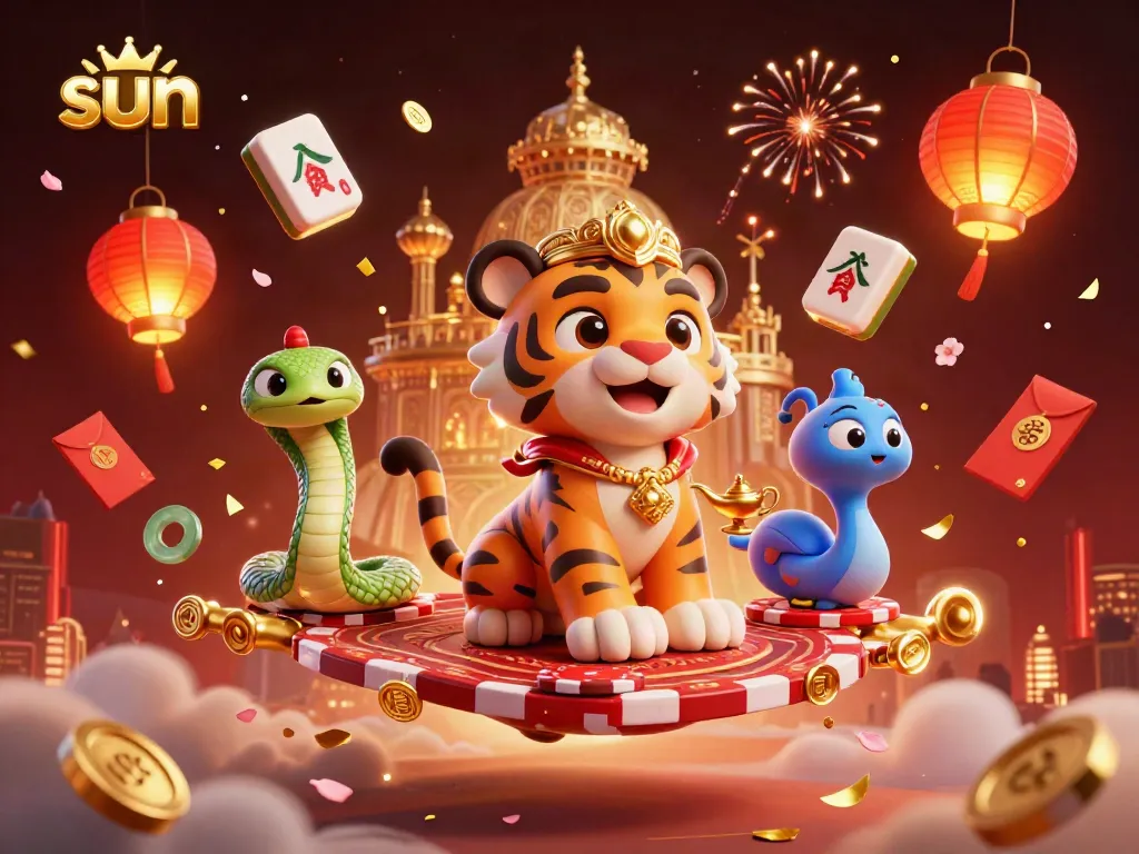 Experience sun-fueled casino action with the sultan on poker chip carpet, surrounded by luck.