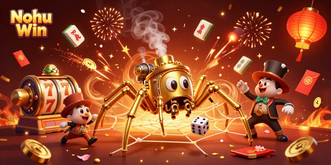 Nohu Win spins the reels with luck-filled slot games, showcasing vibrant casino elements.