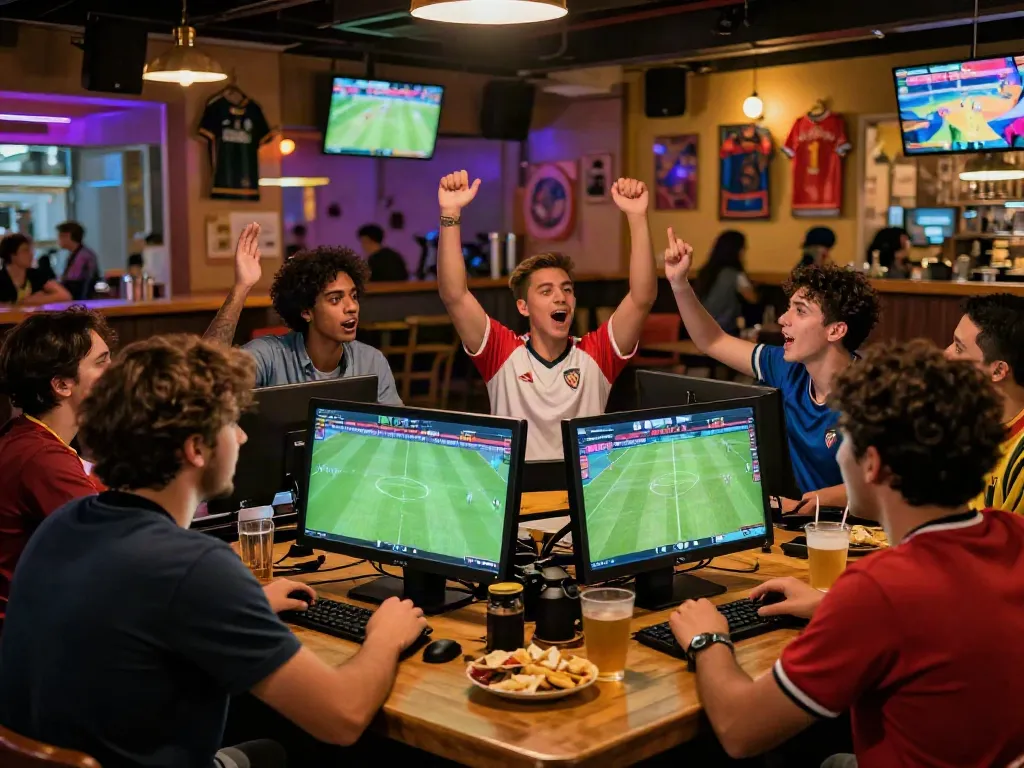 WWBOLA sports betting atmosphere with fans at a vibrant bar.