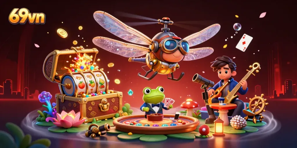 Experience the excitement of 69vn with vibrant dragonfly pilots and lively casino games.