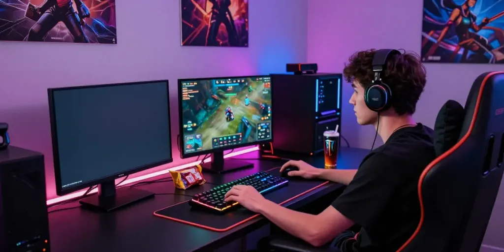 Focus on luxury111 login in an engaging online gaming setup, showcasing competitive gameplay.