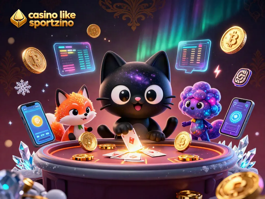 Engage in thrilling casino games like Sportzino with cosmic characters and vibrant crypto elements.