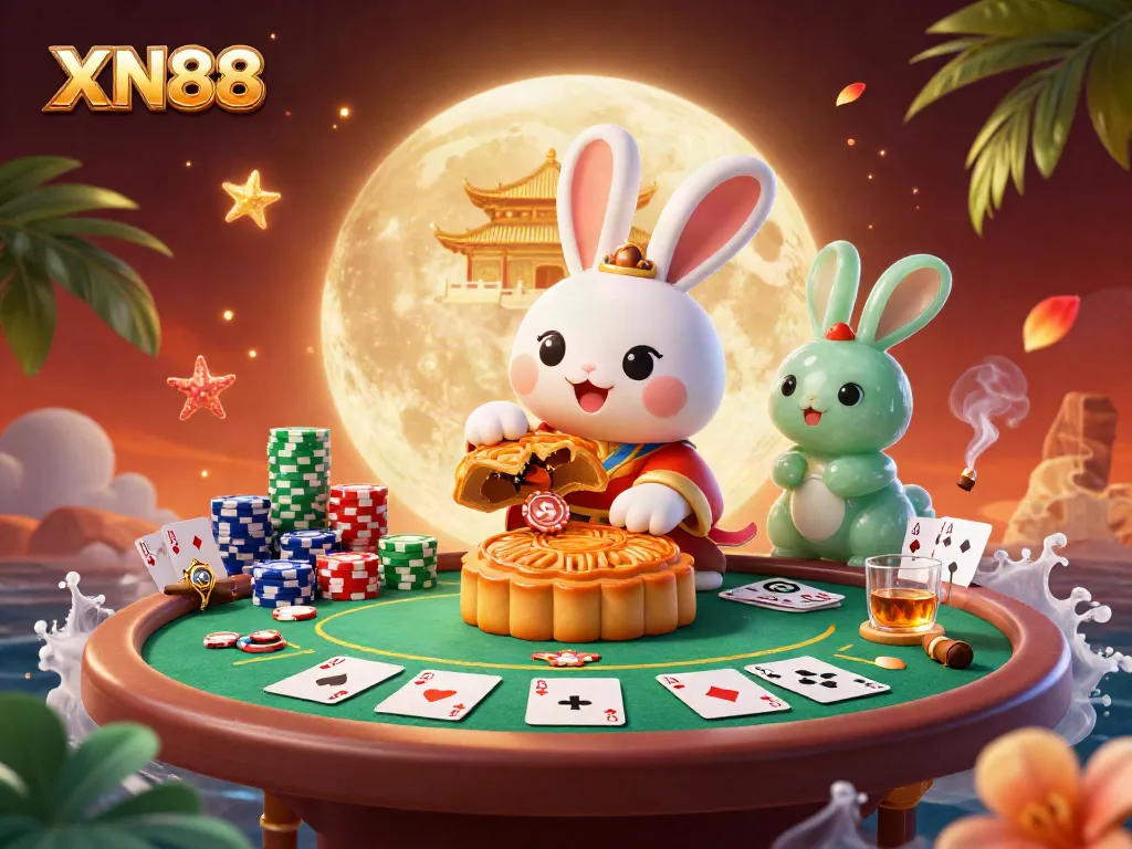 Experience the excitement of XN88 with a vibrant, detailed 3D casino scene featuring folklore characters engaging in gaming.