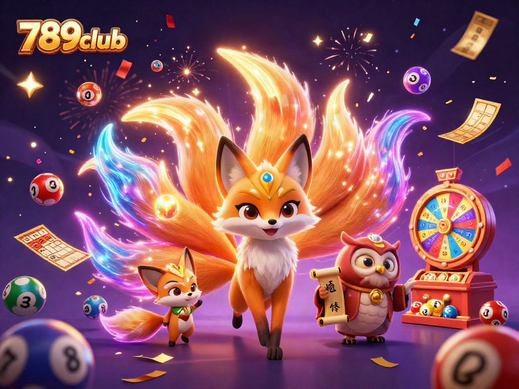 Spin into excitement with 789club's thrilling animated lottery scene filled with vibrant game elements.