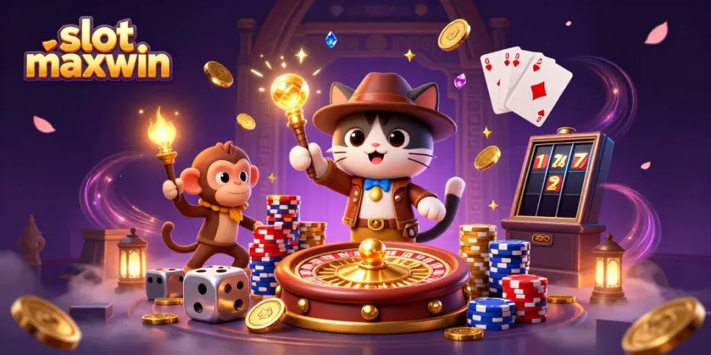 Experience the excitement of slot maxwin with vibrant casino elements in a 3D adventure.