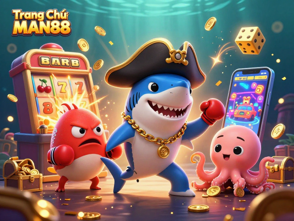 Engage with the vibrant world of Trang Chủ MAN88 as cute characters explore exciting casino games and jackpots.