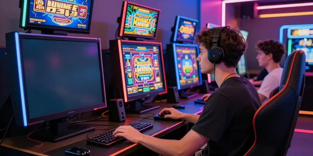 Engaging yume toto gaming experience in a vibrant boutique.
