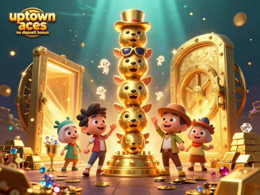 Spin with excitement using the uptown aces no deposit bonus, unlocking treasures in a vibrant casino scene.