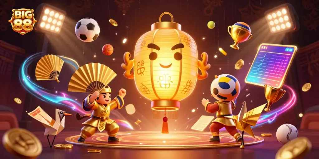 Engage with BIG 88's vibrant online casino experience filled with lucky symbols and gold.
