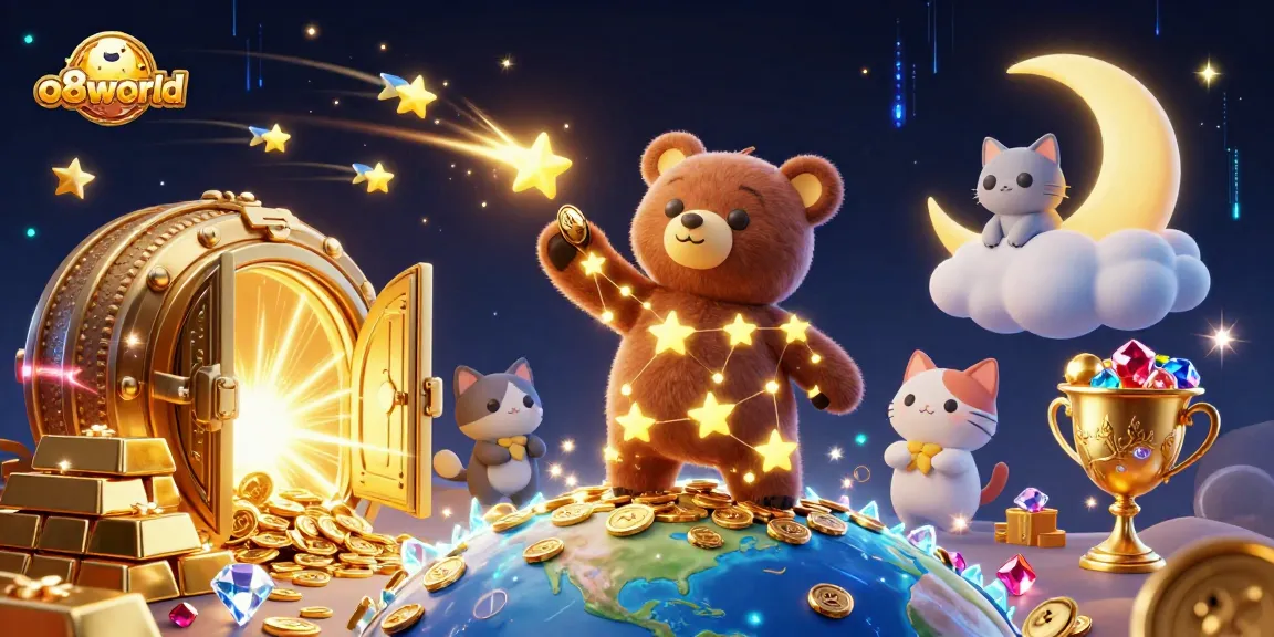 Experience thrill and fortune with o8world as the constellation bear scoops up winning coins.