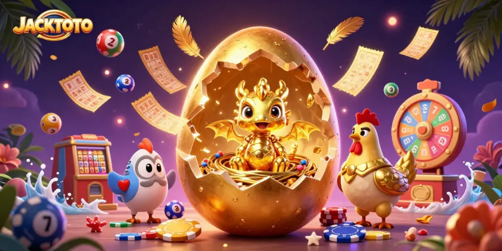 Experience thrilling lottery excitement with JACKTOTO's vibrant gaming illustration featuring dynamic elements.