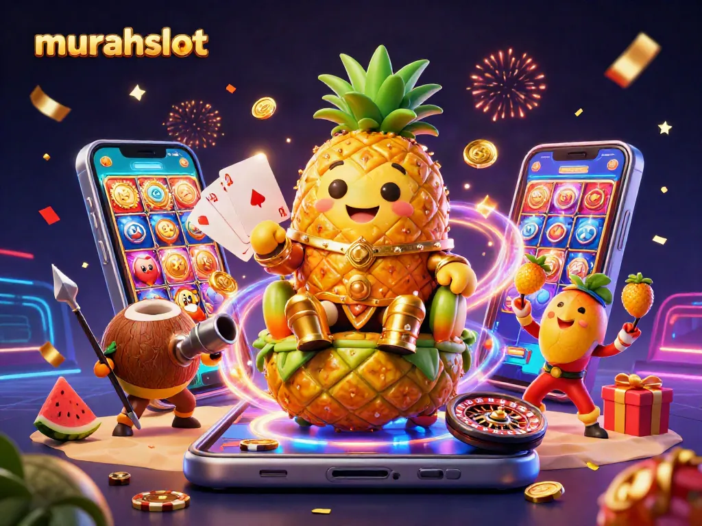 Mainkan permainan slot di Murahslot dengan raja nanas emas yang memerintah di kasino pantai.