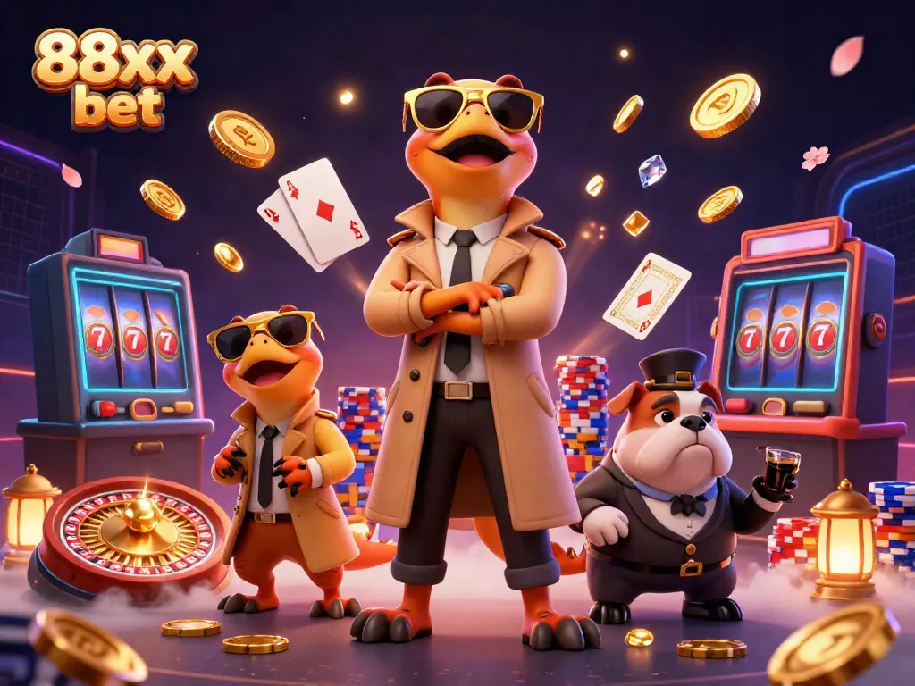Engage with the thrilling 88xx bet scene where raptors in disguise seek access to a VIP casino lounge filled with vibrant gaming elements.