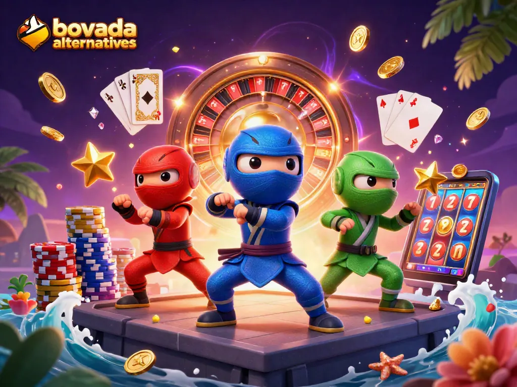 Experience the thrill of Bovada alternatives with ninja chameleons amidst casino elements