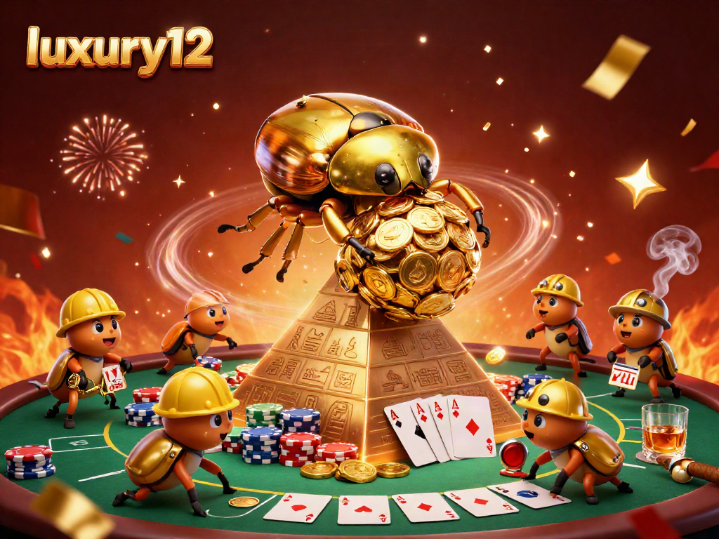 Experience thrilling gameplay with luxury12 at a dynamic casino scene filled with golden coins and excitement.