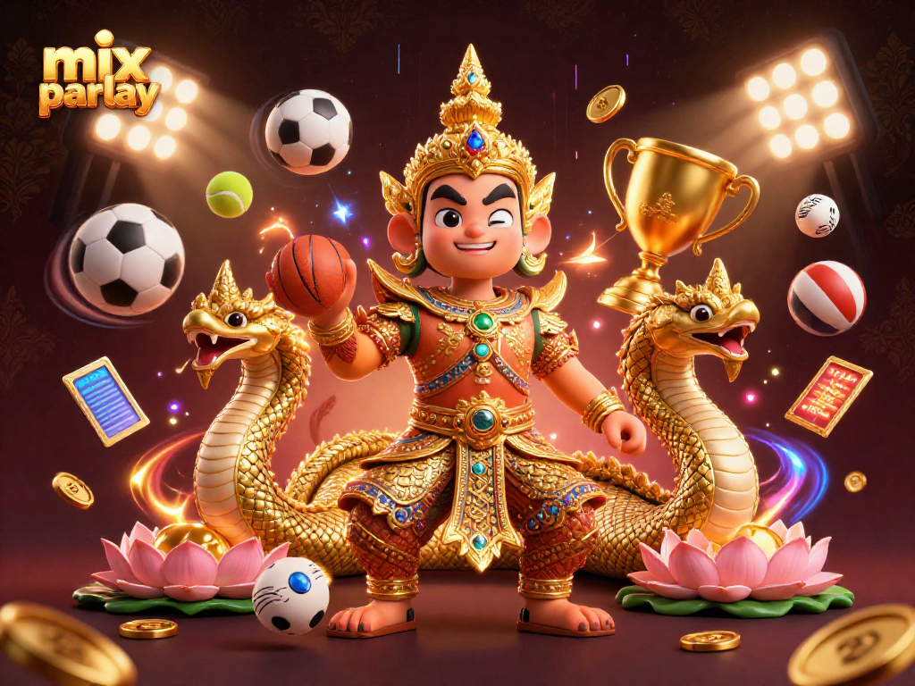 Engage with mix parlay betting strategies through dynamic sports illustration art featuring vibrant characters.