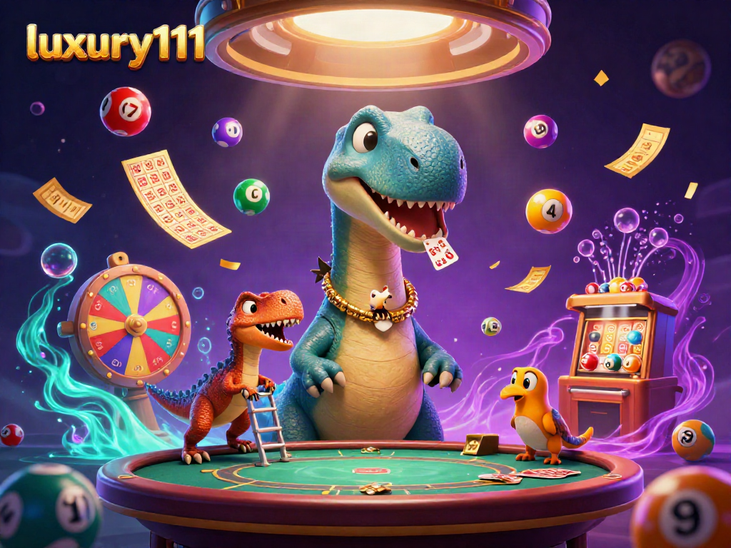 Experience the thrill of luxury111 with vibrant casino elements and engaging characters.