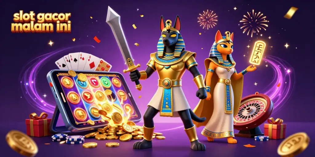 Menangkan permainan slot gacor malam ini dengan Anubis dan Bastet di kasino 3D yang penuh warna.