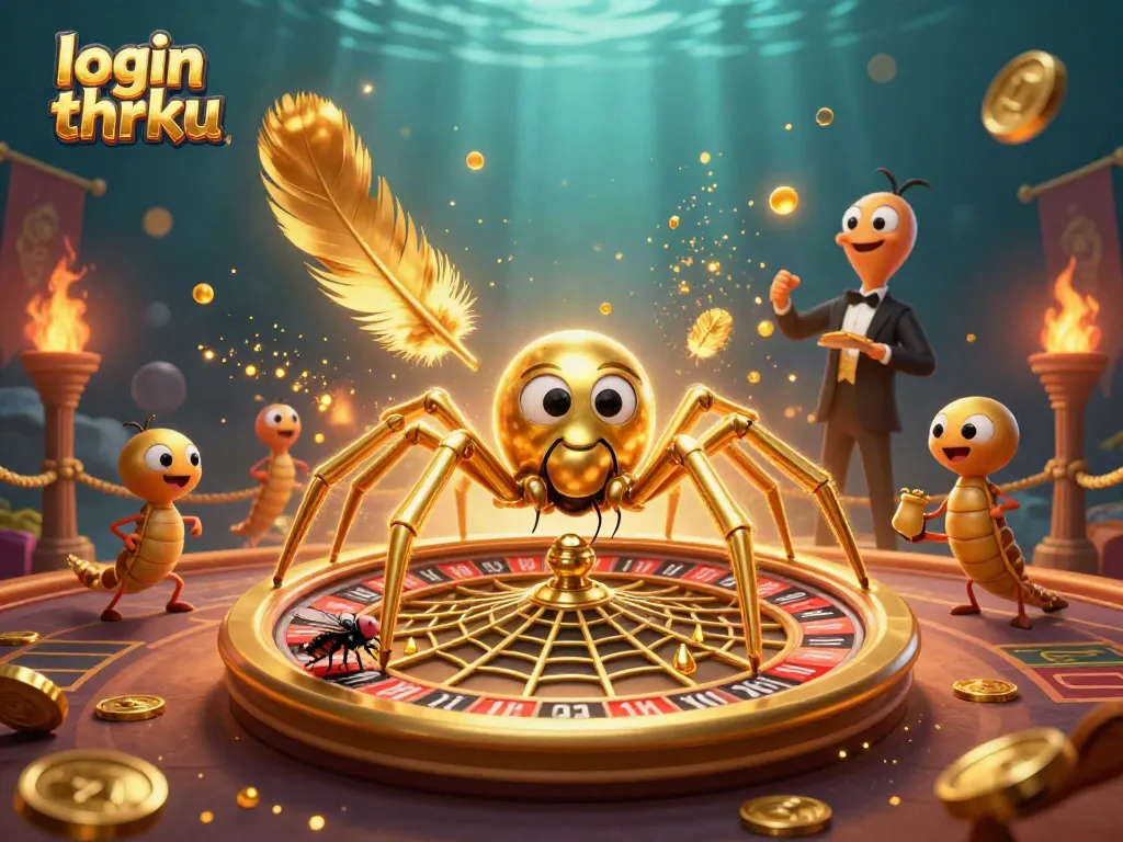 Engage in thrilling gameplay with login thrku, featuring a vibrant scene of animated casino characters.