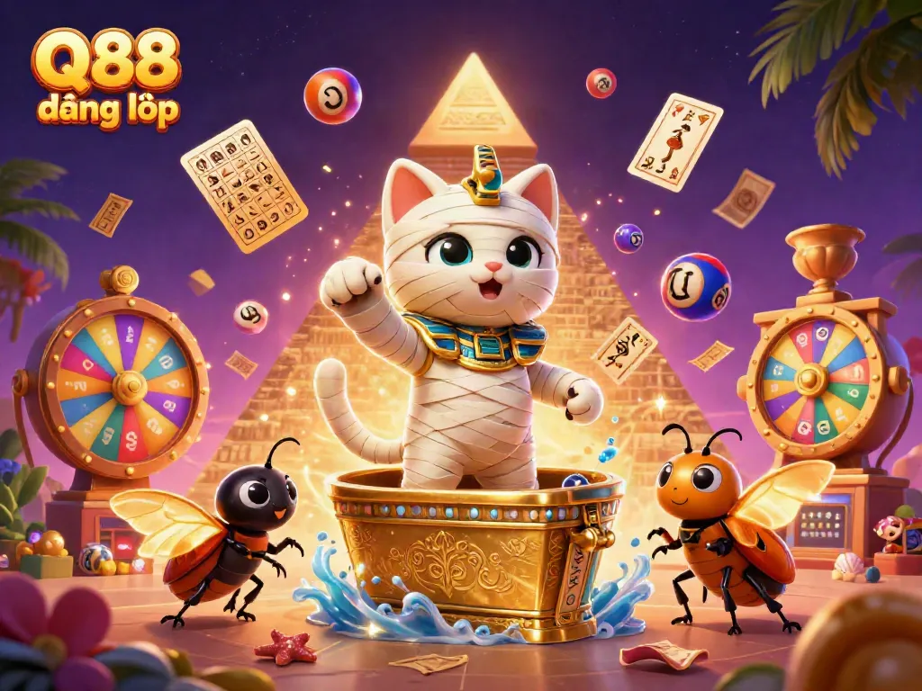 Engage with thrilling gameplay at Q88 đăng nhập in a vibrant casino scene bursting with excitement and dynamic elements.