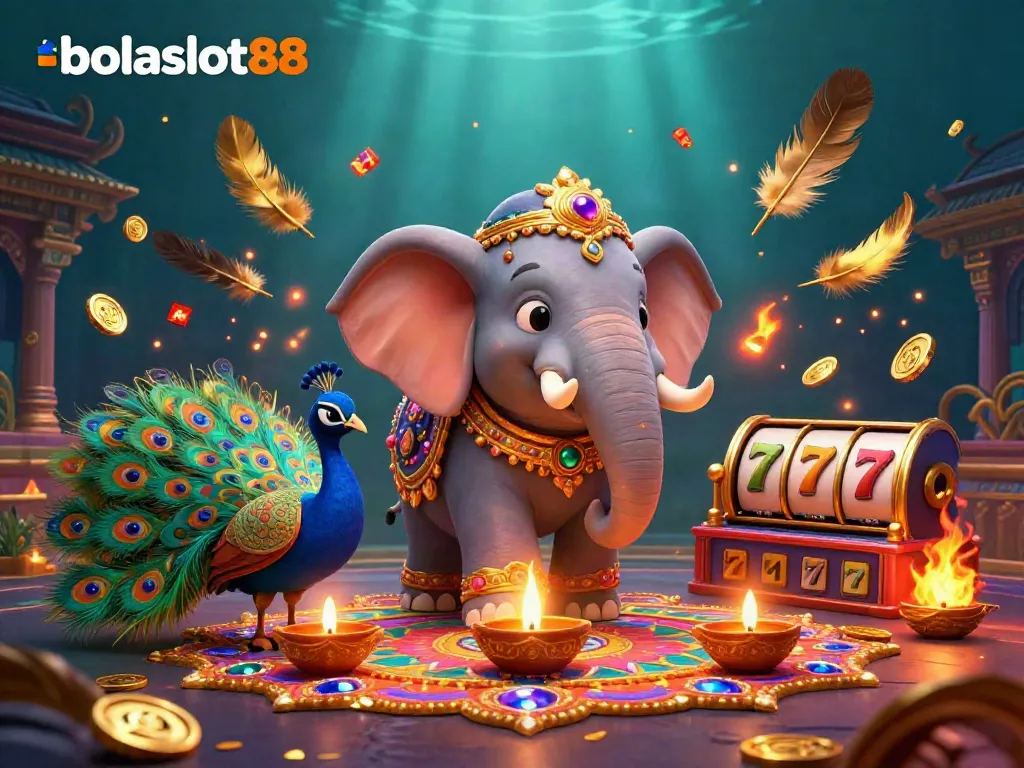 Experience fun with bolaslot88 in this colorful and vibrant casino-themed illustration.