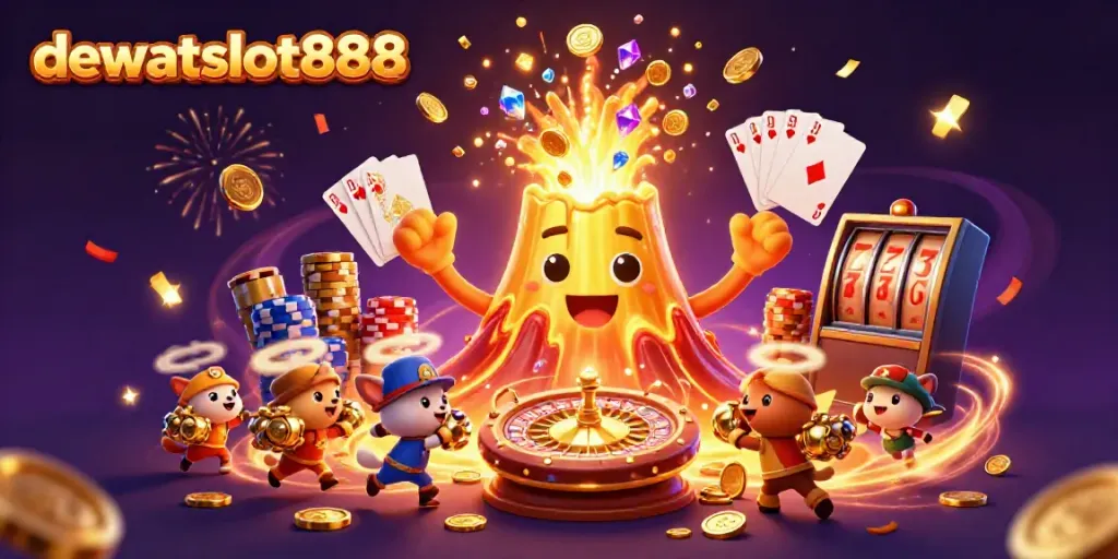 Dapatkan keberuntungan di dewataslot888 dengan gambar mengesankan tentang gunung berapi emas dan harta karun yang melimpah.