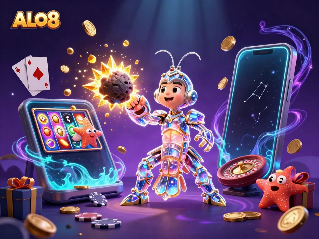 Experience the excitement of ALO8 with a galactic samurai smashing through an asteroid of gems.