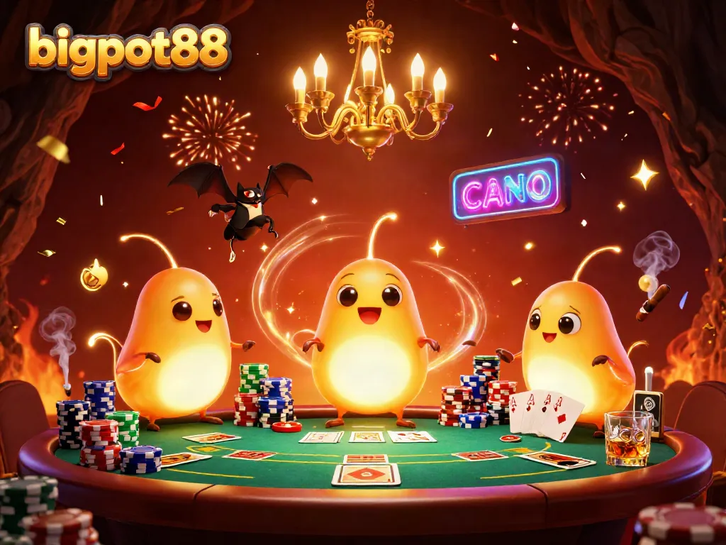 bigpot88 menghidupkan suasana kasino dengan pemandangan tim glowworms bercahaya dan permainan kartu yang mengagumkan.