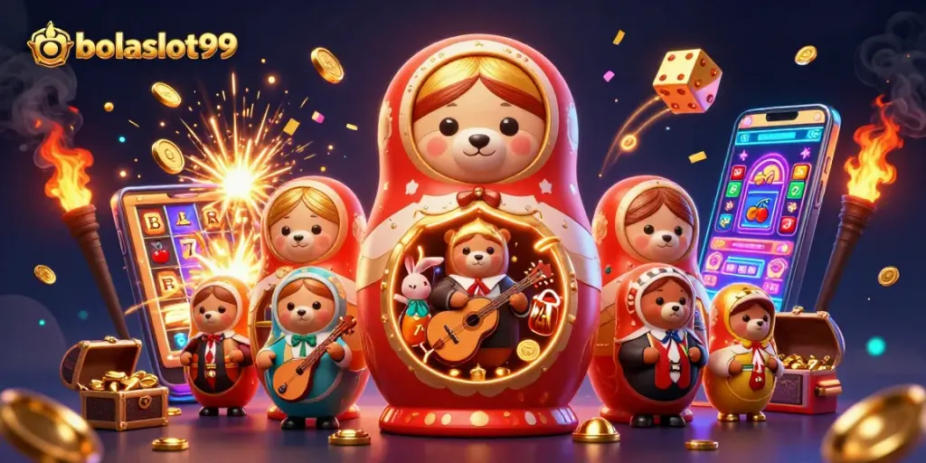 Experience the thrill of bolaslot99 with a jackpot explosion of coins amidst colorful characters.