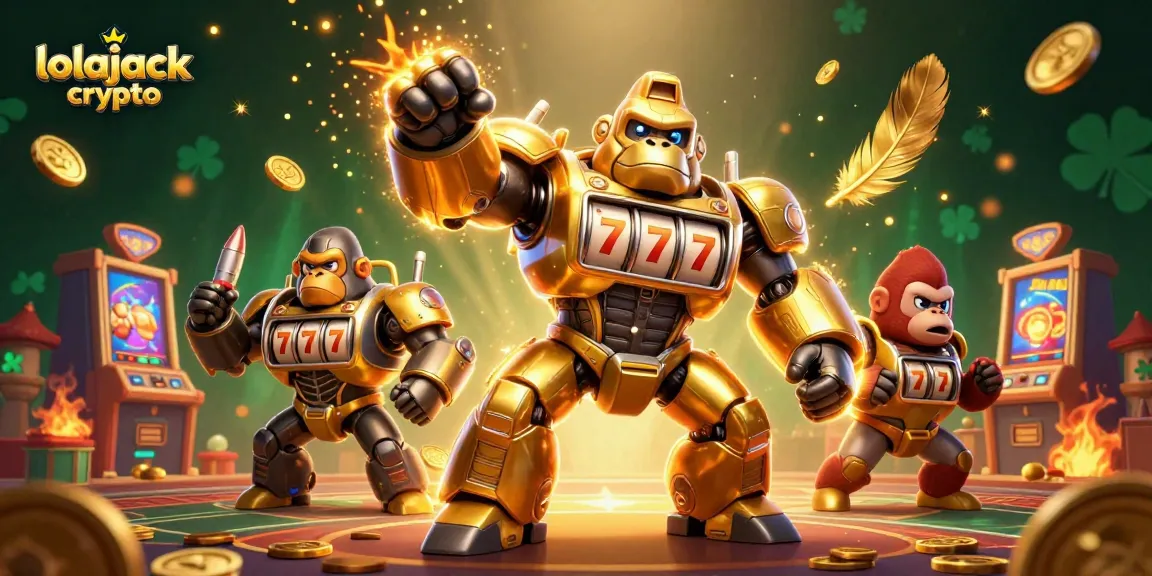 Experience the thrill of lolajack crypto with a dynamic 3D casino scene showcasing vivid slot elements.