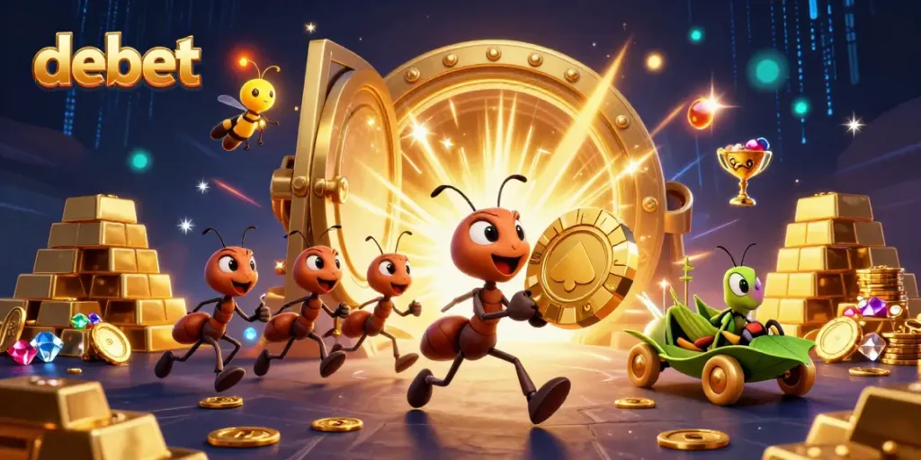 Watch debet's little ants carry a massive golden poker chip in an exciting tunnel heist.
