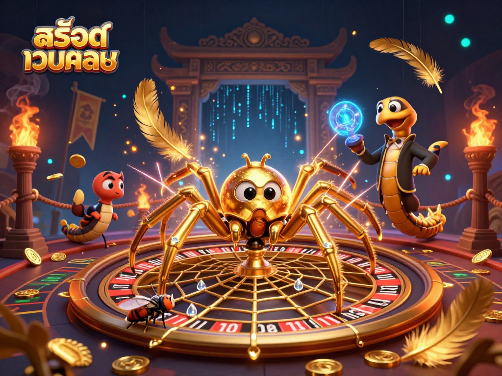 Experience thrilling action at สล็อตเว็บตรง with a golden spider and unique roulette web.
